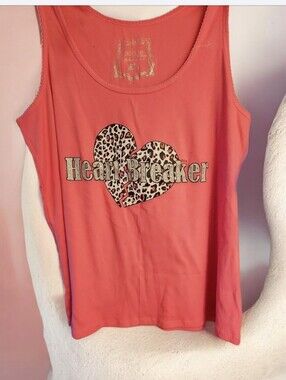Lane Bryant Coral Tank with Leopard Heart Graphic■ New Wit Tags